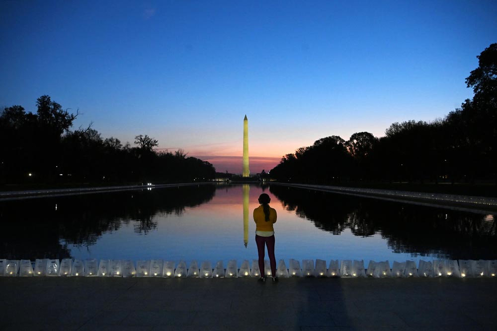 Lady standing in front of national mall