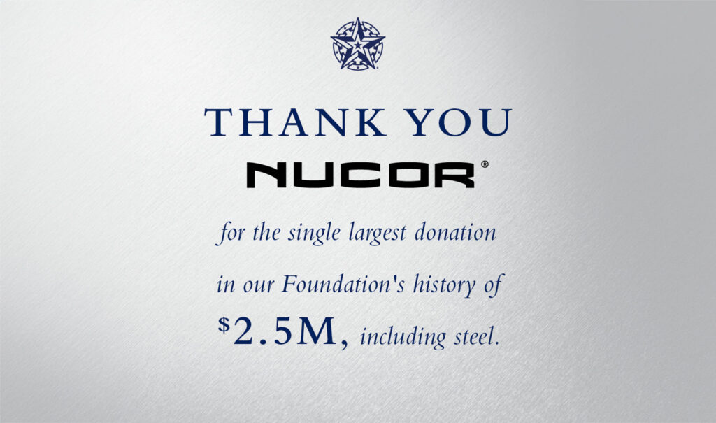 Thank You NUCOR for the largest donation to date